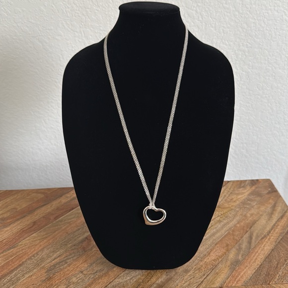 Tiffany & Co. Elsa Peretti Open Heart Pendant Long Mesh Necklace - Picture 3 of 13